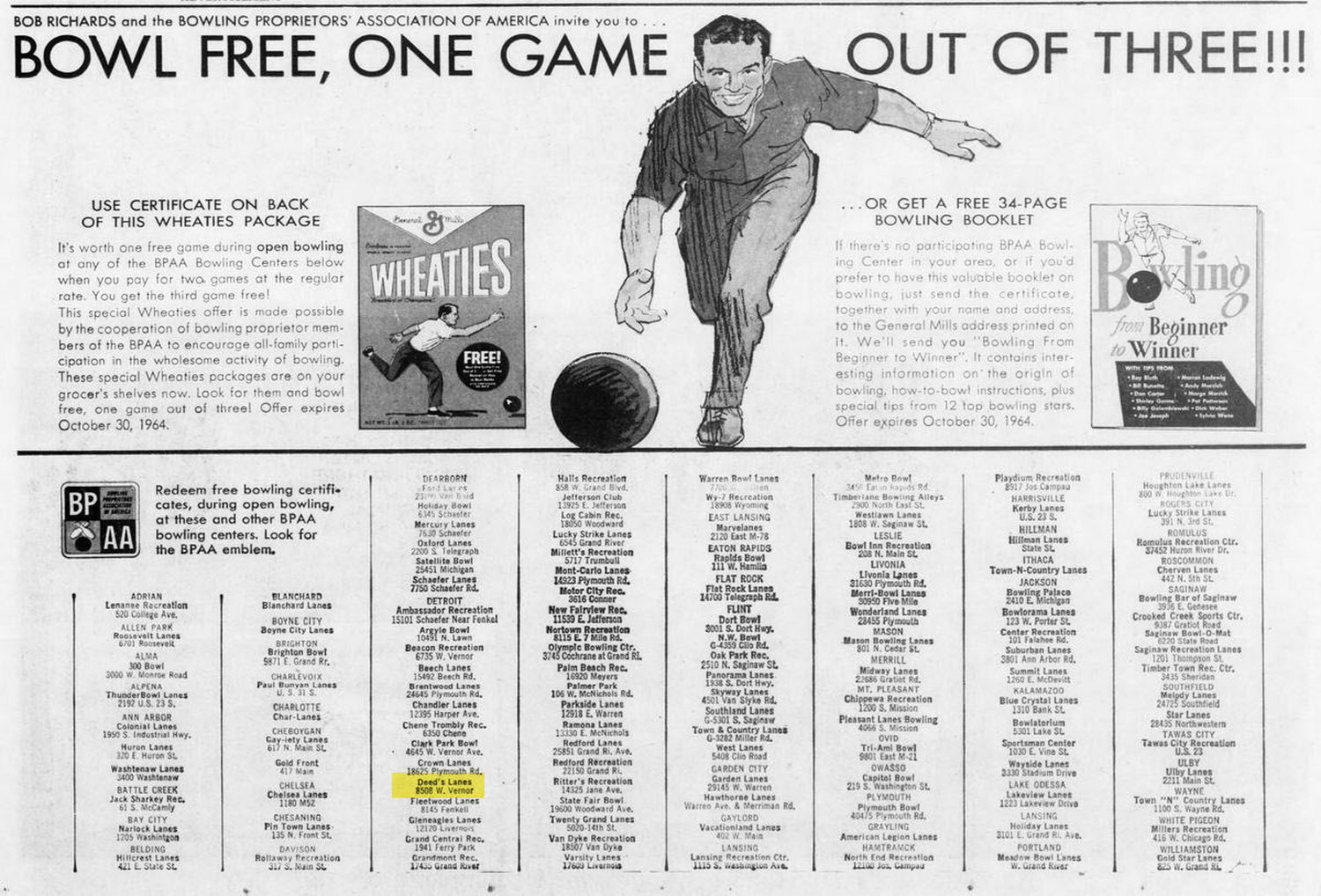 Deeds Lanes - Nice List Of Alleys (newer photo)